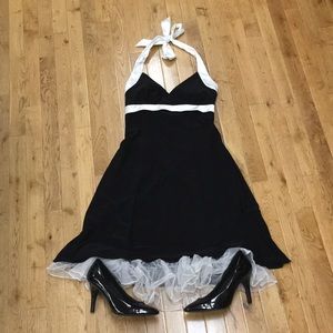 Black and White Halter Dress